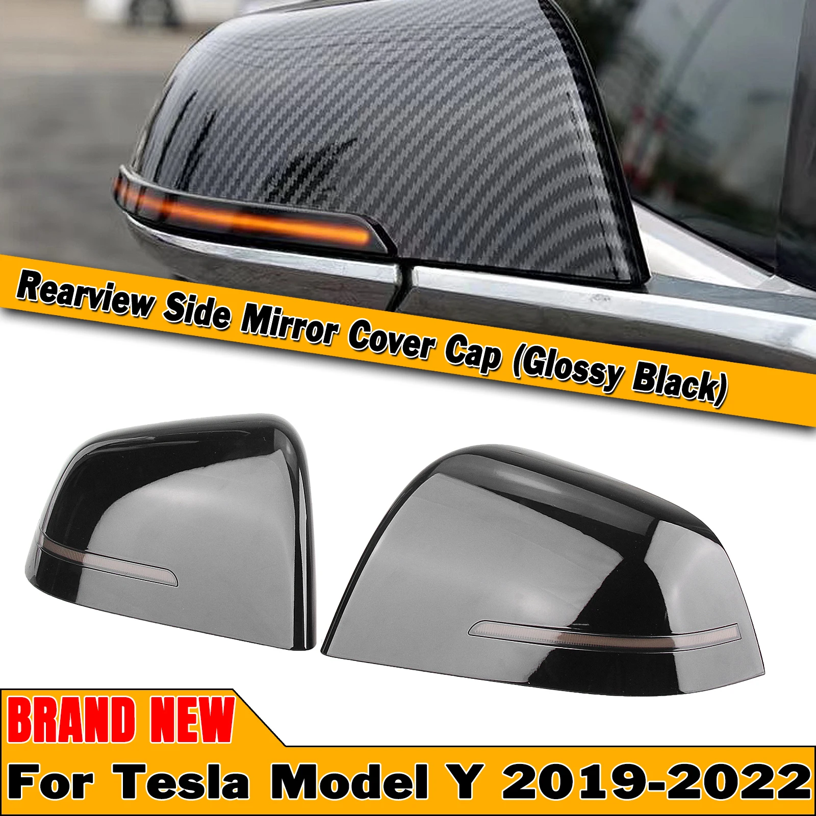 Automobilių Šildomi Veidrodėliai Apkaba Kepurės Atveju Shell W/ LED Šviesos Tesla Model Y. 2019 m. 2020 m. 2021 m. 2022 m.