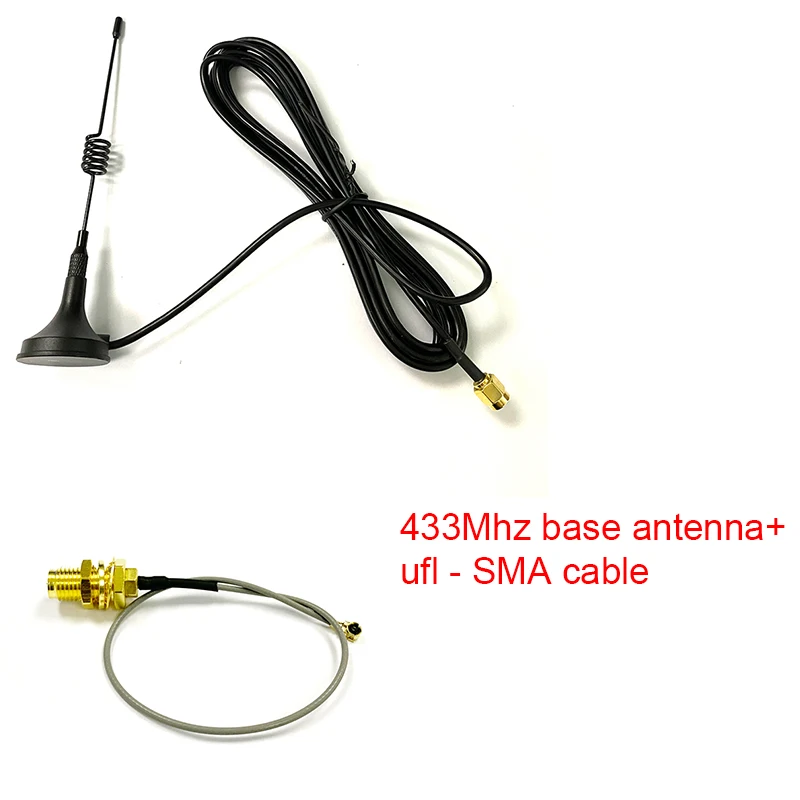 1PC 433Mhz Radijo Antena 3dbi Magnetinis pagrindas Su ilgiklis RP SMA + Ipx / U. fl Į RP SMA Female Galiuku Adapteris 15cm