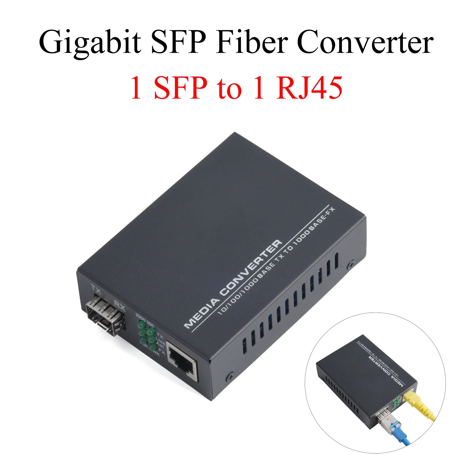 1PCS Gigabit SFP Media Converter 1 SFP 1 RJ45 Transiveris 10/100/1000M Optinių Skaidulų Jungiklis Su 3KM/20KM LC/SC SFP Modulis