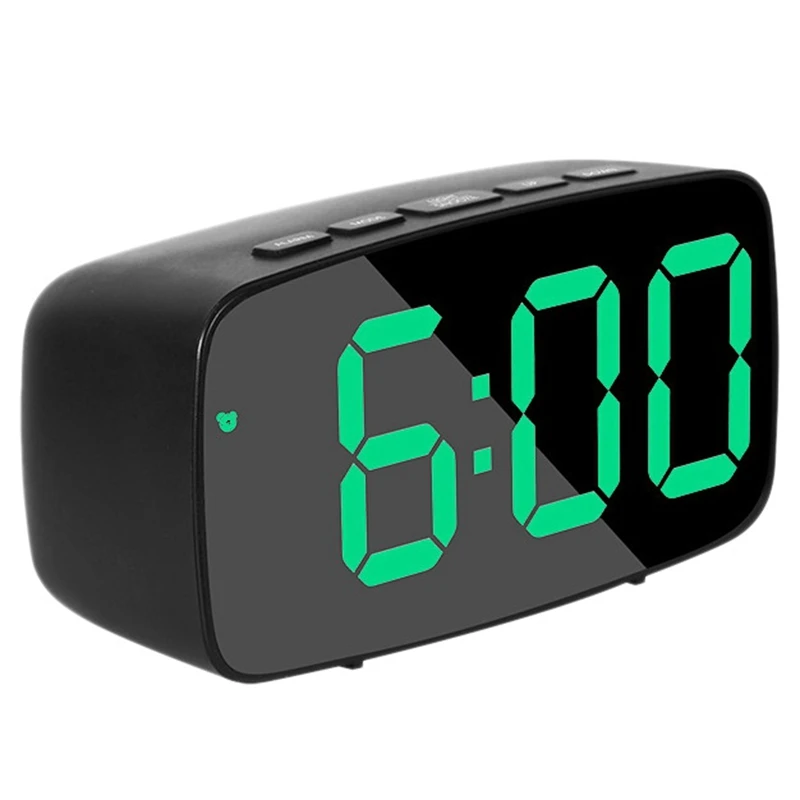 Protingas, Skaitmeninis Laikrodis-Žadintuvas Lovos,Žalia LED Kelionės USB Stalinis Laikrodis su 12/24H Dienos Temperatūrą, Atidėti, Miegamojo,Juoda