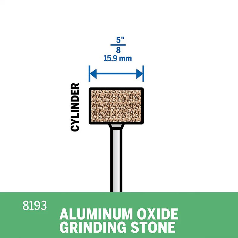 Dremel 8193 Šlifavimo Galvos 15.9 mm Aliuminio Oksido Akmenys Cilindro Metalai Galandimo rankiniai Įrankiai ir Priedai, Medienos apdirbimo