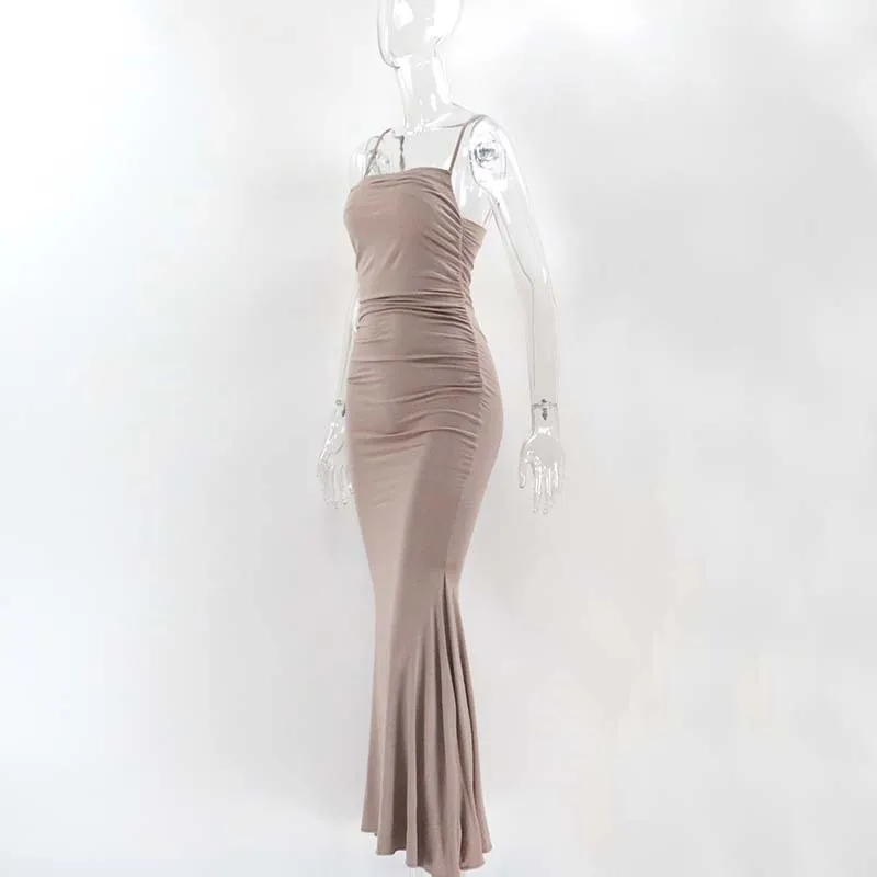 Gimtadienis Suknelė Moterims prancūzijos Spageti Dirželis Vakare Šalis Suknelės Kietas Aukšto Juosmens Drabužius Vasarą 2023 Plisuotos Ilga Suknelė