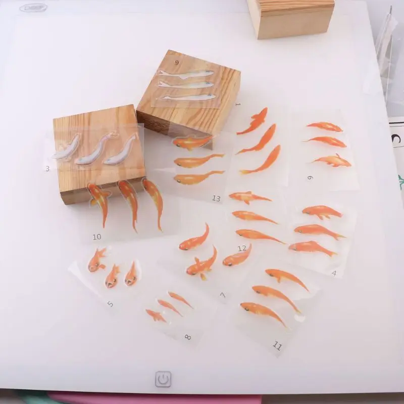12 Vnt/Set 3D Mažos Žuvytės Lipduką trimatis Žuvų Epoksidinės Dervos užpildų 