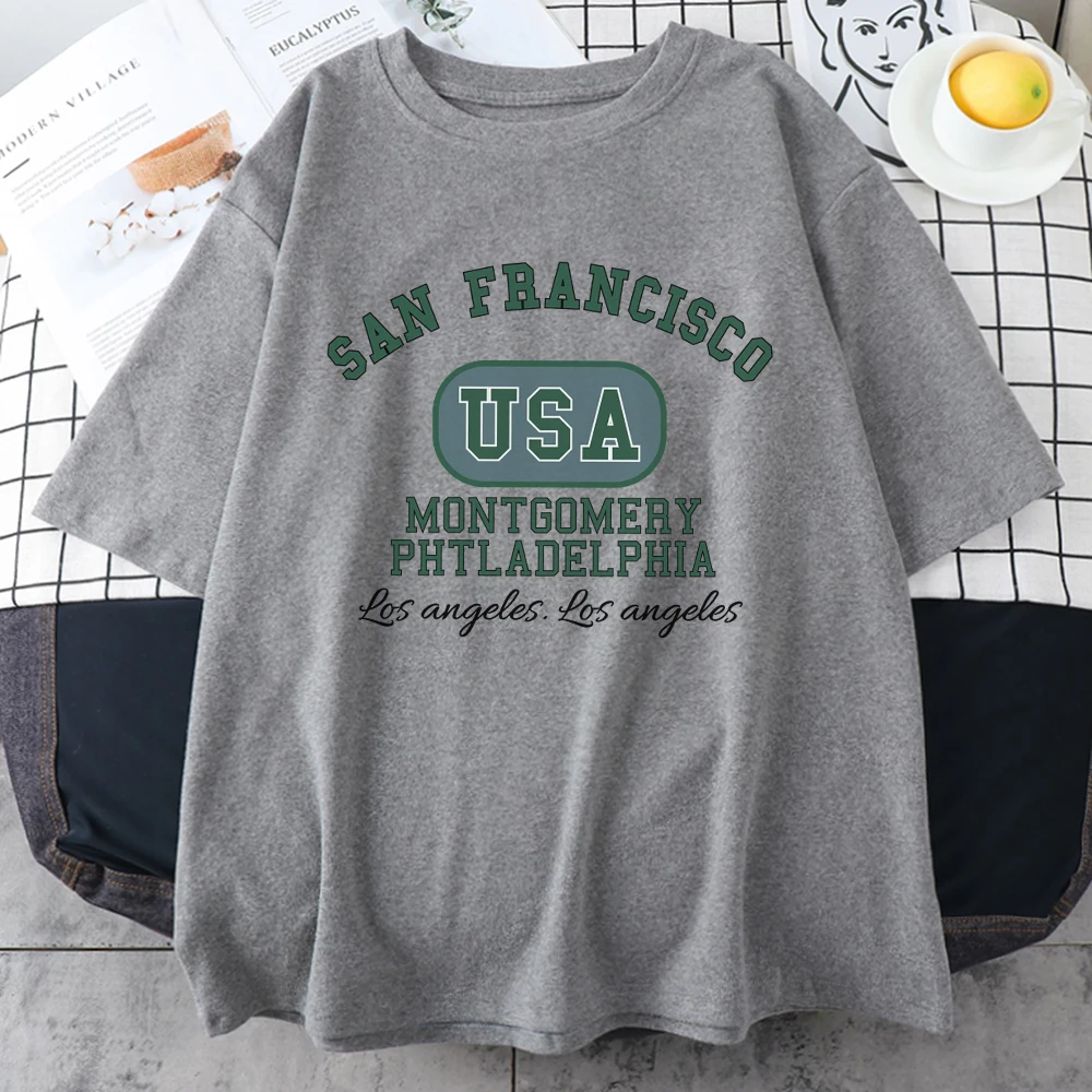 San Franciske (JAV Montgomery Filadelfijos Vyrų Marškinėlius Hip-Hop Derliaus Tee Drabužius Atsitiktinis Kūrybos Street Vyrų Medvilnės trumpomis Rankovėmis