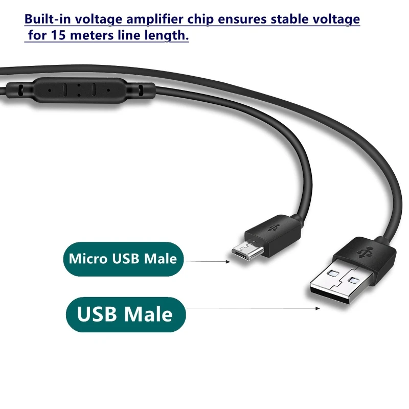 Long Reach USB Male Micro USB male Kabelio VAIZDO /telefonai / Tabletės