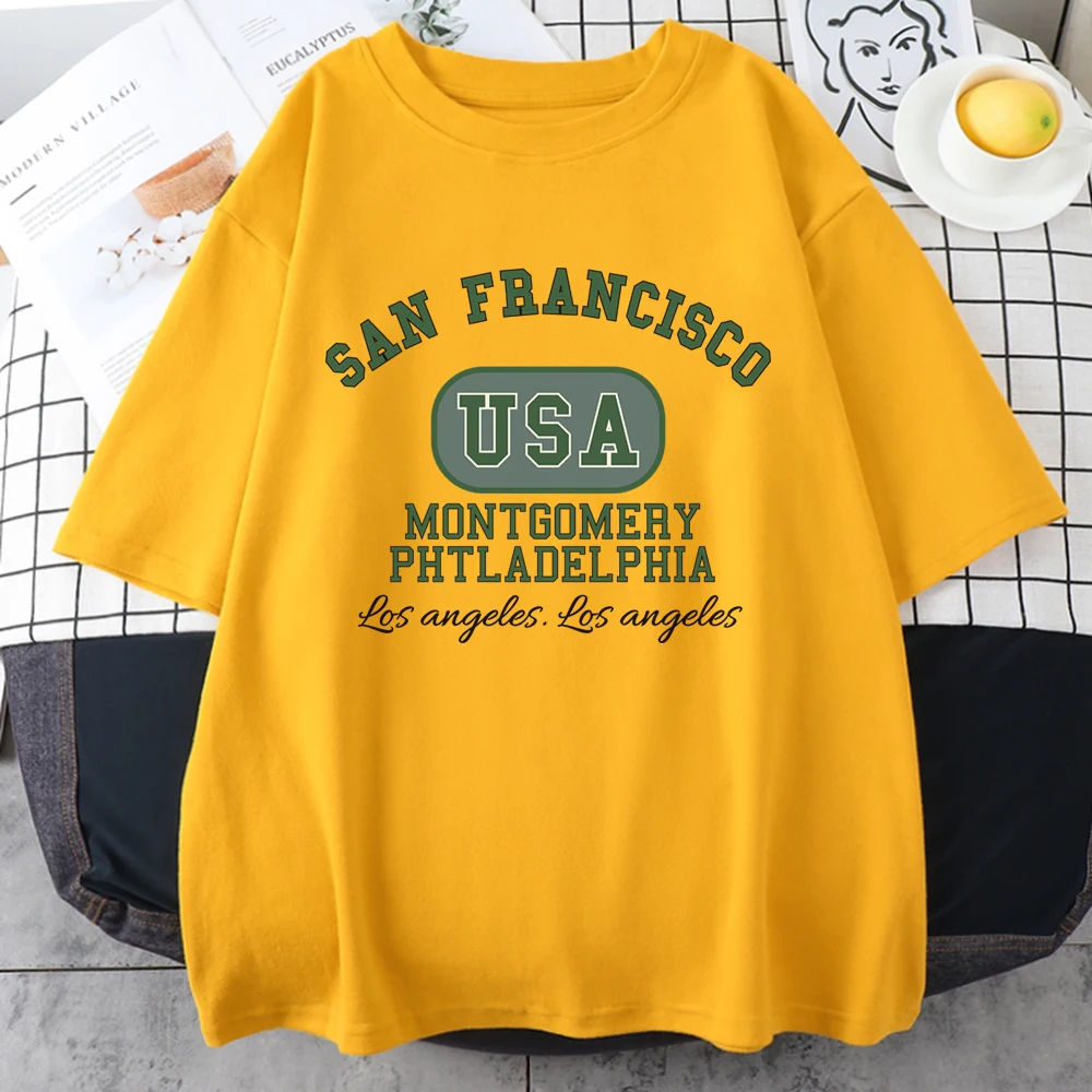 San Franciske (JAV Montgomery Filadelfijos Vyrų Marškinėlius Hip-Hop Derliaus Tee Drabužius Atsitiktinis Kūrybos Street Vyrų Medvilnės trumpomis Rankovėmis
