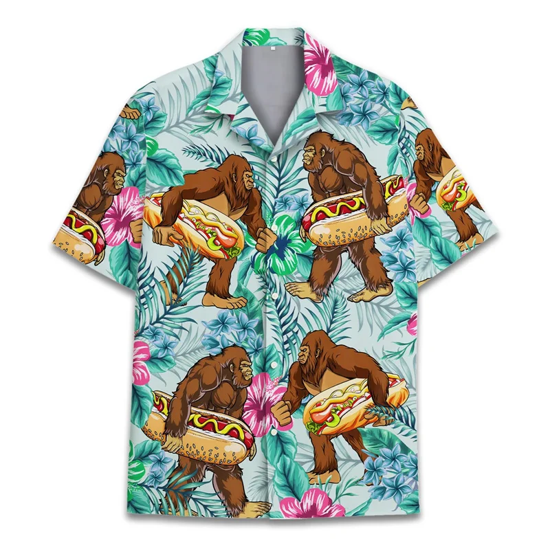 Cool 3d Spausdinimo Beždžionė Orangutan Havajų Marškinėliai Vyrams Vasaros Atostogų Marškinėliai Mygtuką Trumpas Rankovės Gatvės Paplūdimys Surf 